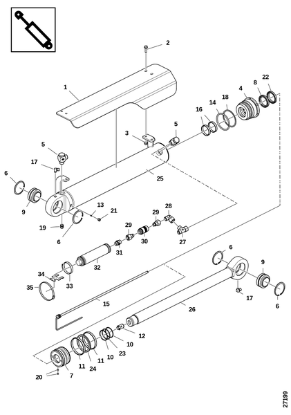 Гидроцилиндр, подъёмный рычаг