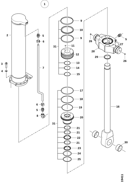 Гидроцилиндр, подъёмный рычаг