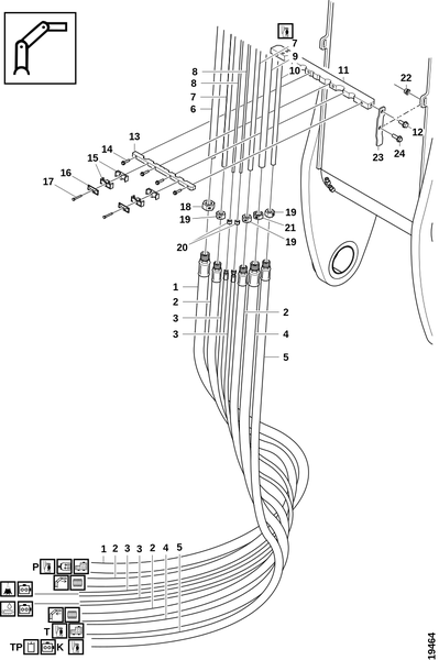Шланги и трубы, манипулятор, нижние