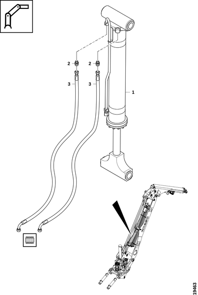 Шланги, гидроцилиндр, параллельный рычаг