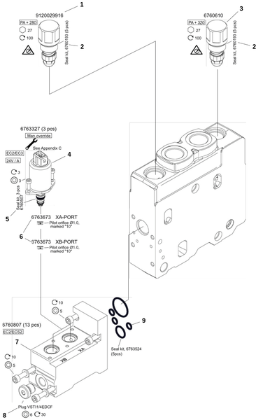 Секция управления 1, наклон манипулятора
