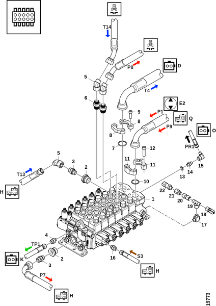 Соединения, распределительный клапан "F"