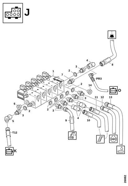 Соединения, сервисный блок "J"