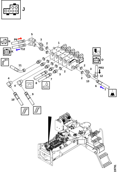 Соединения, сервисный блок "J"