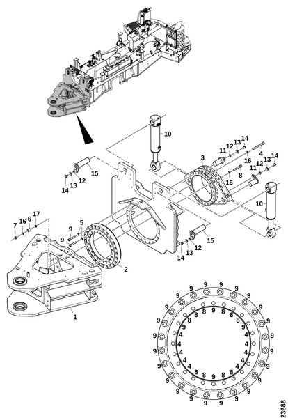 Соединение рамы и шаровой поворотный стол