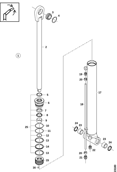 Гидроцилиндр, рычаг стрелы