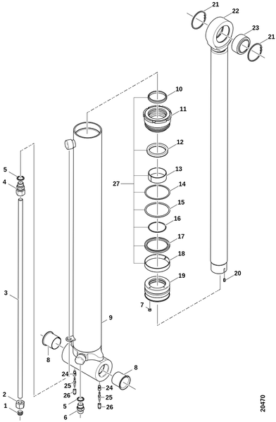 Гидроцилиндр, рычаг стрелы