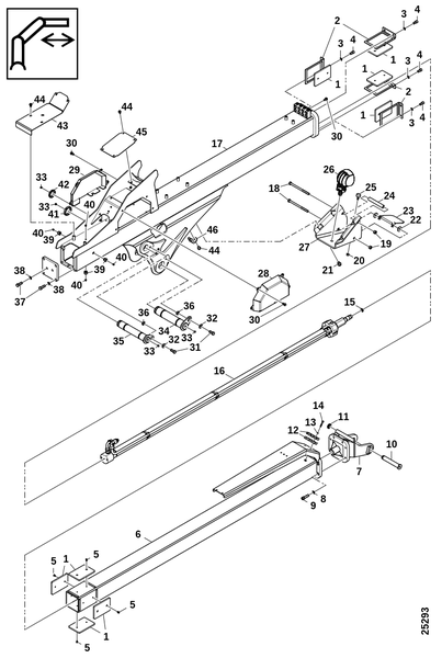 Гидроцилиндр 2,2м, блок удлинения