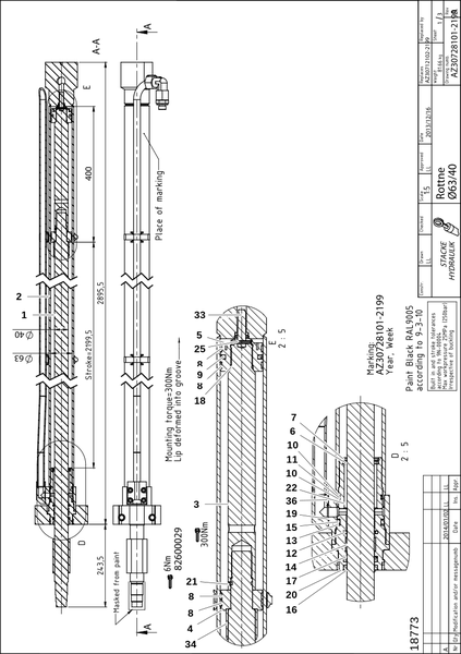 Гидроцилиндр, блок удлинения