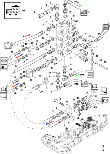 Сервисный блок, тормозная система "H"