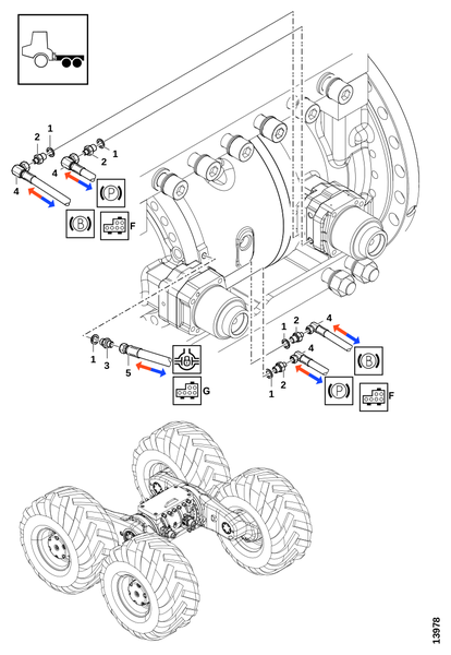 Гидравлика задней рамы, тормоз и дифференциал