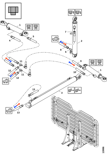 Соединения, гидроцилиндр передней стенки