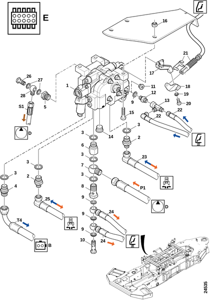 Рулевое управление (P70CP), машины без рулевого управления Orbitrol "E"