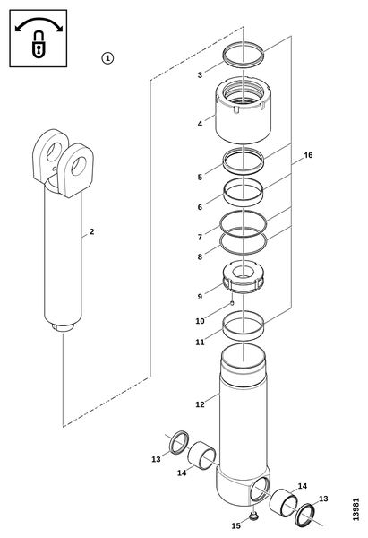 Гидроцилиндр, центральная стабилизация