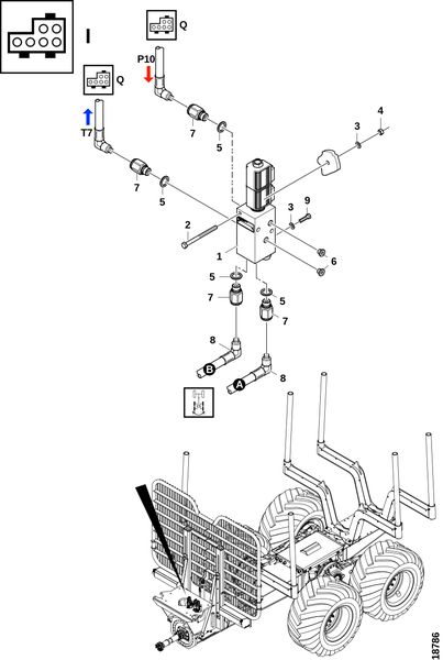 Шарнирный вагон F13D, блок клапанов "I"
