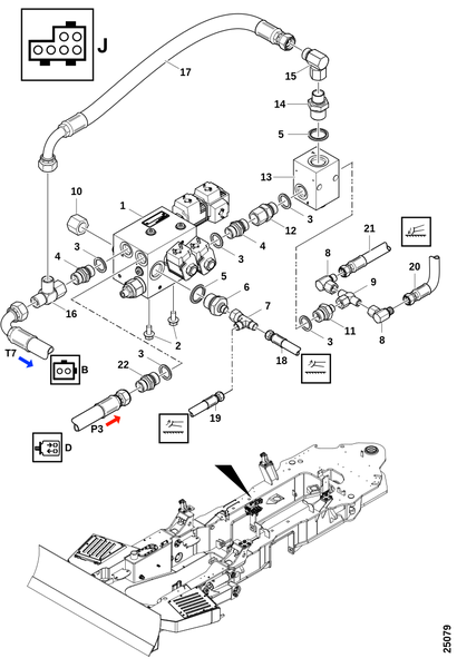 Соединения, клапан отвала "J"
