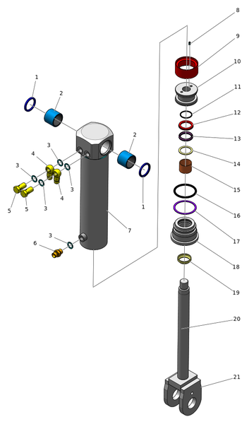Гидроцилиндр, центральная стабилизация