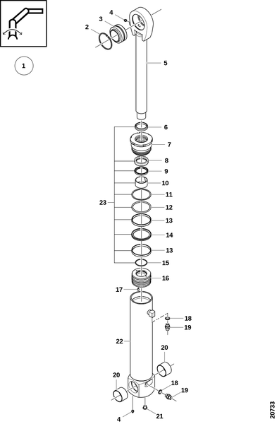 Гидроцилиндр, наклон манипулятора
