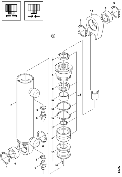 Гидроцилиндр, широкий груз
