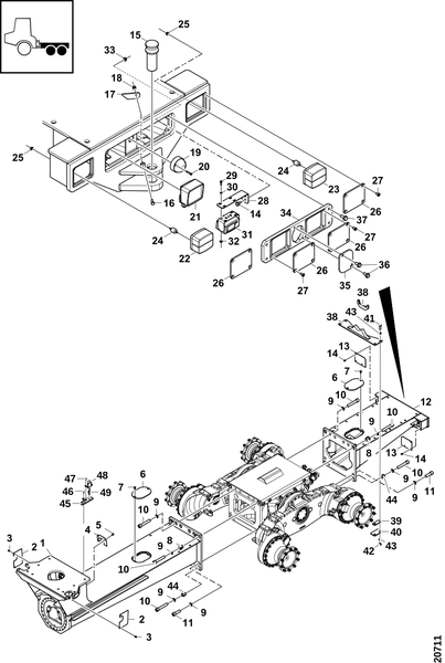 Задняя рама F13, фары и крышки