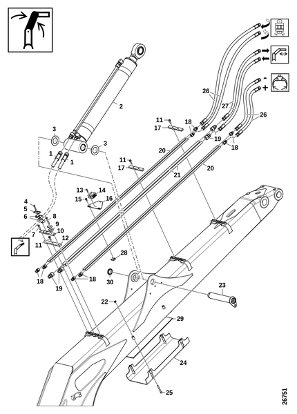 Шланги и трубы, подъёмный рычаг, верхние