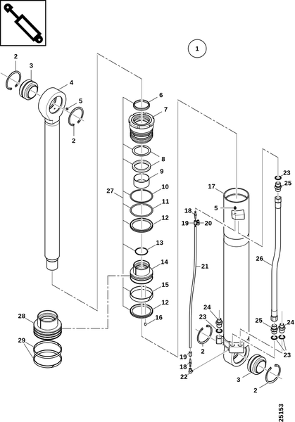 Гидроцилиндр, подъёмный рычаг