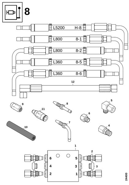 Блок смазки 8, сочленённый вагон